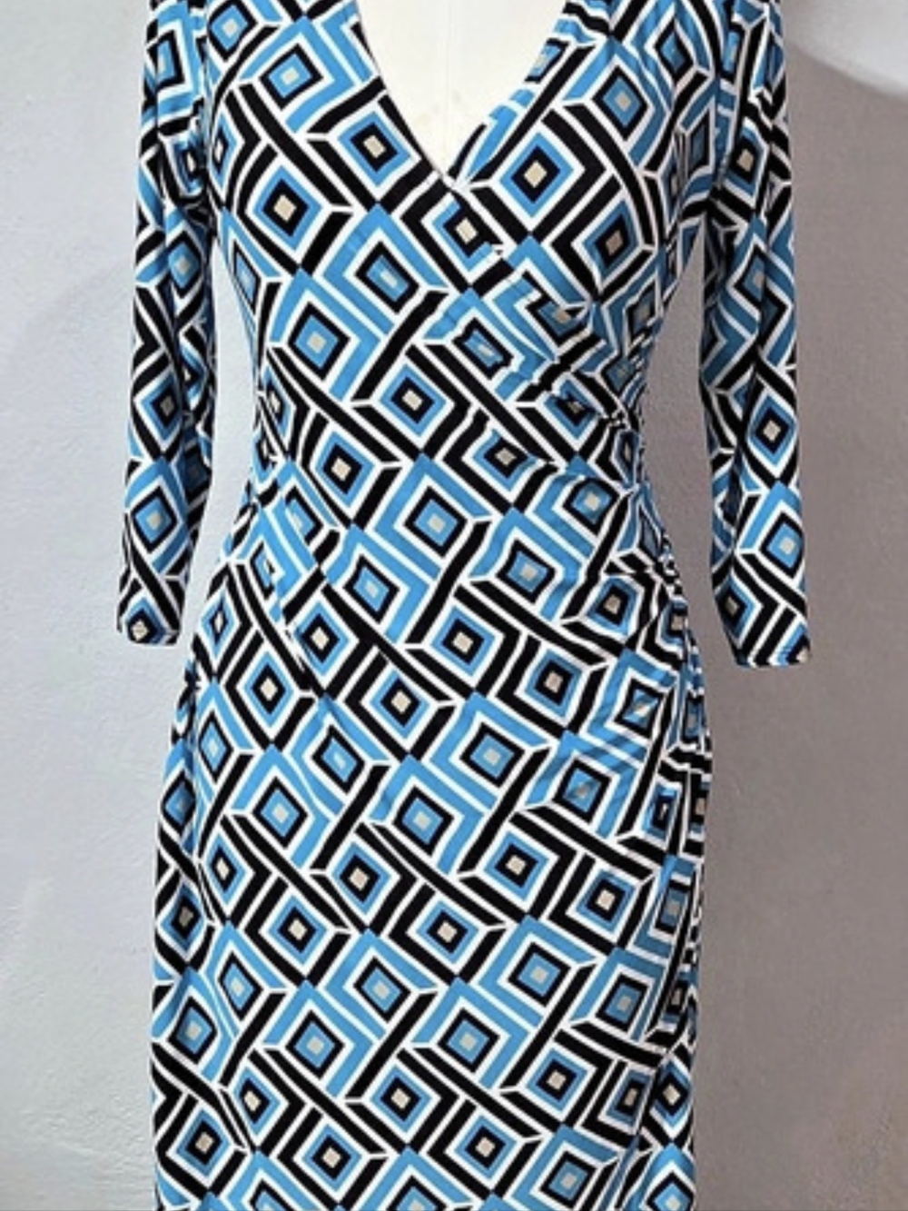 INC International Concepts Geometric Print Faux-Wrap Dress Medium